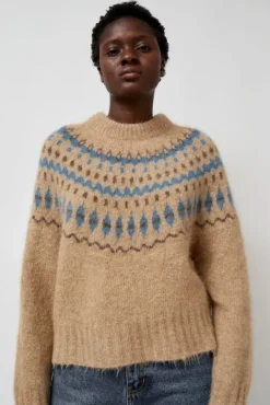 No.6 Store Cardiff Sweater in Camel and Blue