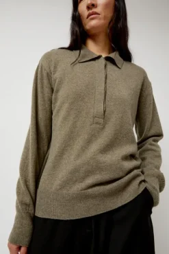 No.6 Store Cashmere Blend Polo Sweater in Greige