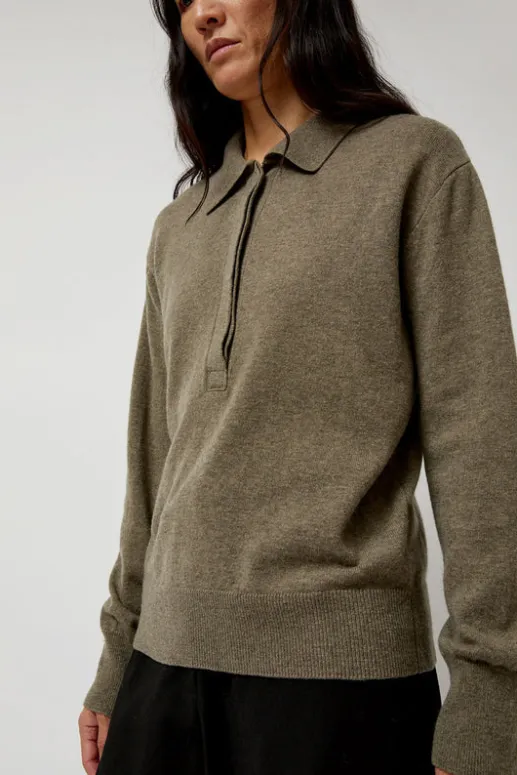 No.6 Store Cashmere Blend Polo Sweater in Greige