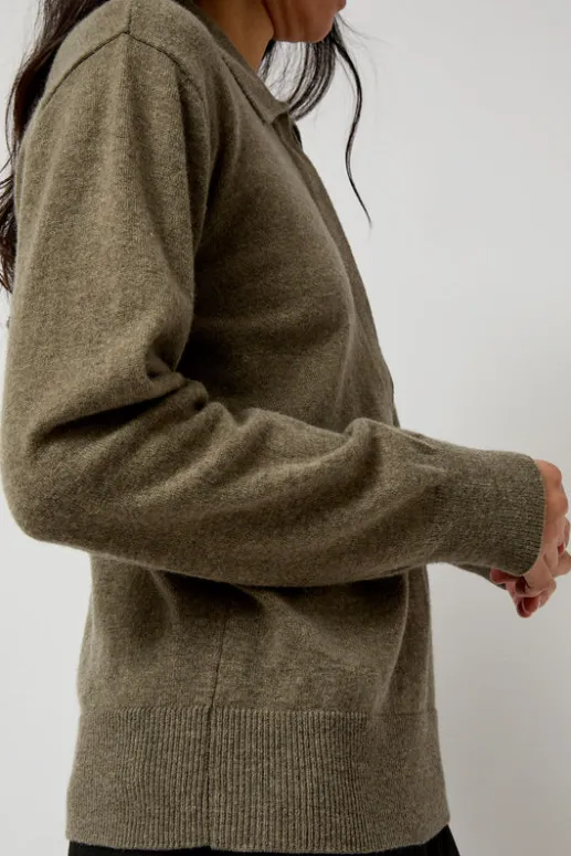 No.6 Store Cashmere Blend Polo Sweater in Greige