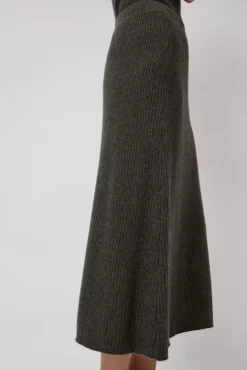 No.6 Store Cashmere Rib Semi Circle Skirt in Olive Melange