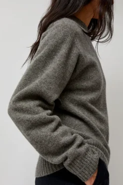 No.6 Store Cashmere Saddle Neck Sweater in Warm Grey