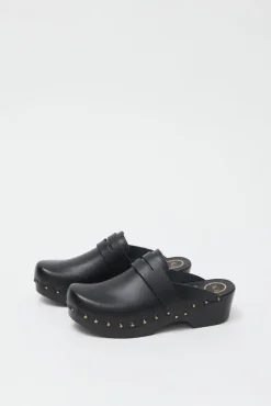 No.6 Store Charlotte Studded Clog on Low Base in Jet on Black Base