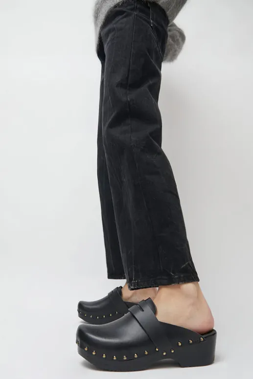 No.6 Store Charlotte Studded Clog on Low Base in Jet on Black Base