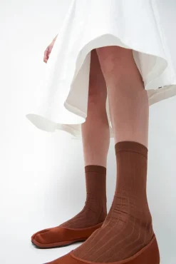 No.6 Store Cjalce Viscose Tabi Socks in Camel