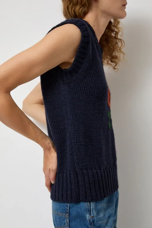 No.6 Store Close to the Flower Vest in Navy