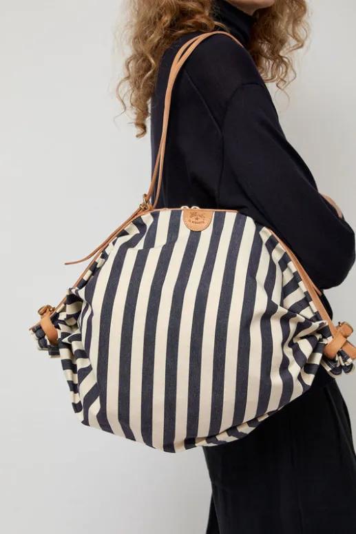 No.6 Store Collapsible Travel Bag in Riga Blue and Naturale