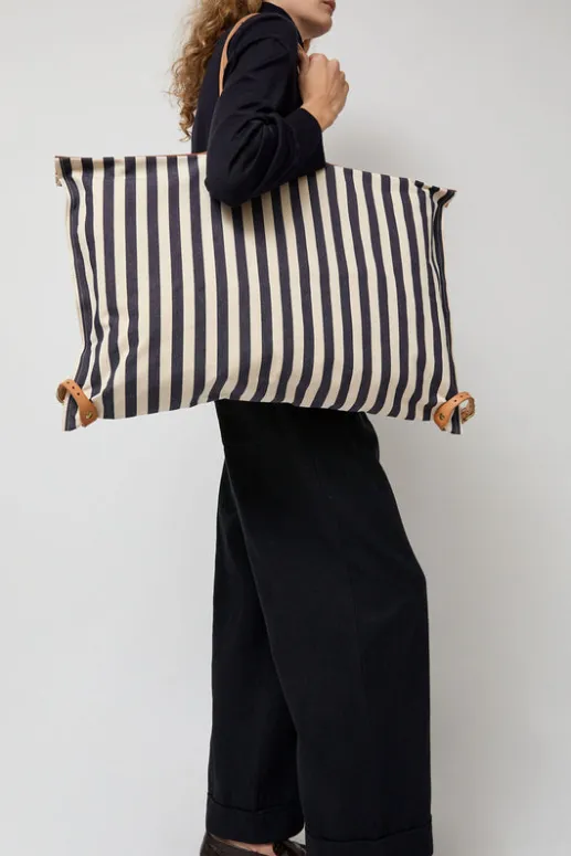 No.6 Store Collapsible Travel Bag in Riga Blue and Naturale