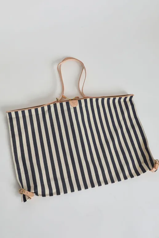 No.6 Store Collapsible Travel Bag in Riga Blue and Naturale