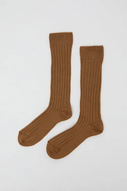 No.6 Store College Wool Ribbed Socks in Camel