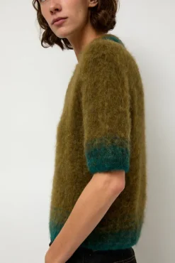 No.6 Store Compact Knit Polo in Olive and Green
