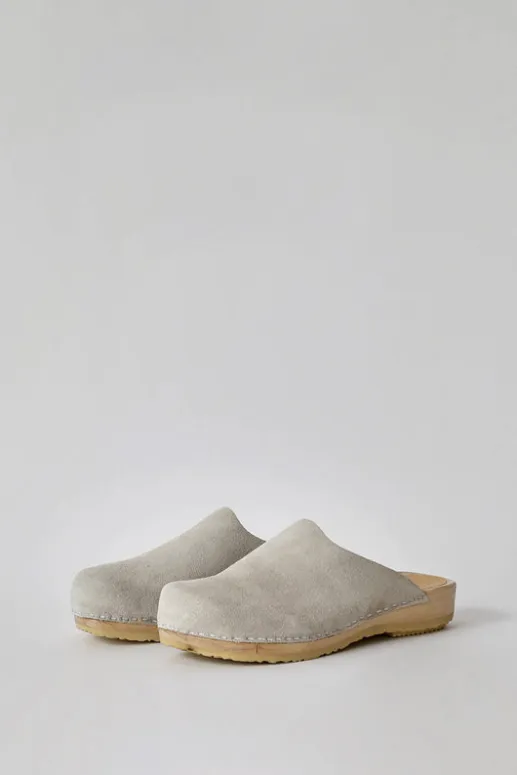 No.6 Store Contour Clog on Flat Base in Chalk Suede