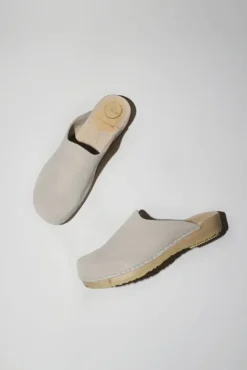 No.6 Store Contour Clog on Flat Base in Chalk Suede