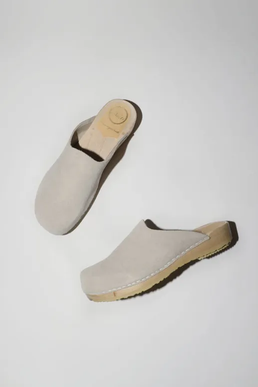 No.6 Store Contour Clog on Flat Base in Chalk Suede