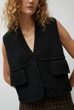 No.6 Store Cotton Pocket Waistcoat in Black