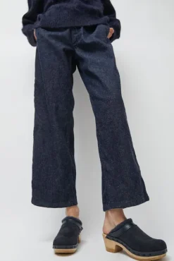 No.6 Store Dakota Shearling Clog on Mid Heel in Navy and Night