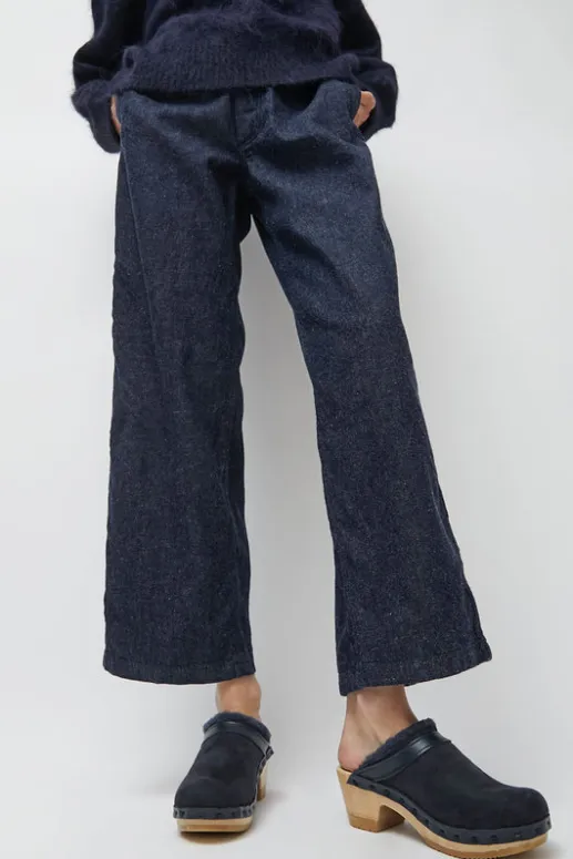 No.6 Store Dakota Shearling Clog on Mid Heel in Navy and Night