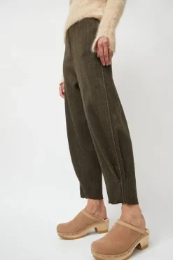 No.6 Store Dakota Shearling Clog on Mid Heel in Fawn Suede and Bone