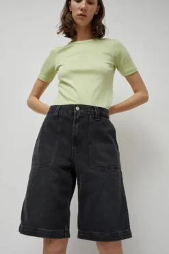 No.6 Store Denim Carpenter Shorts in Stone Black