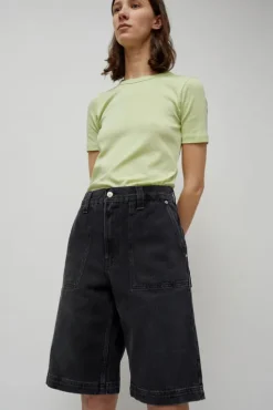 No.6 Store Denim Carpenter Shorts in Stone Black