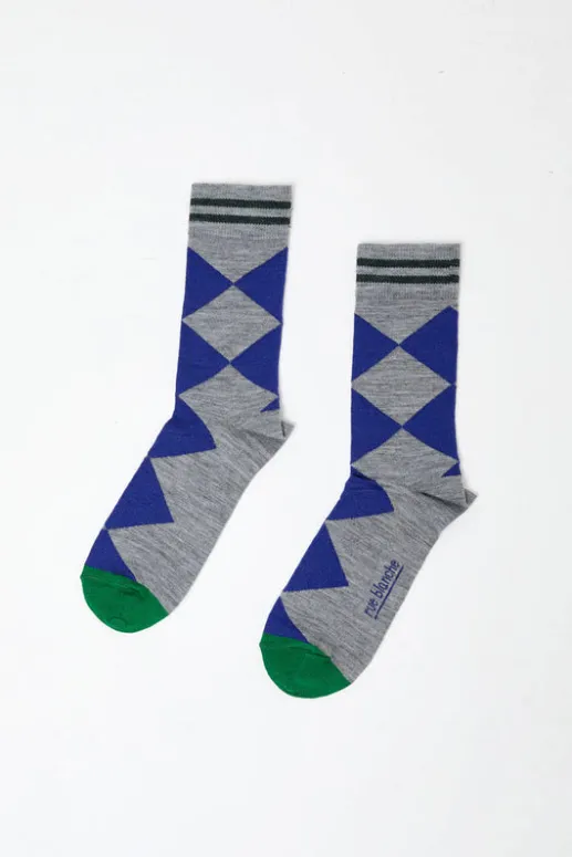 No.6 Store Diamond Socks in Cobalt