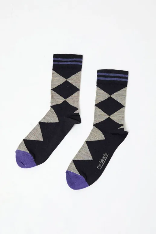 No.6 Store Diamond Socks in Navy