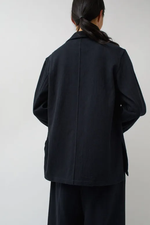 No.6 Store Drapey Blazer in Black Warp and Indigo Weft