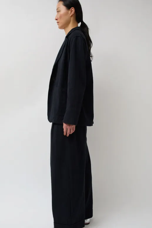 No.6 Store Drapey Blazer in Black Warp and Indigo Weft