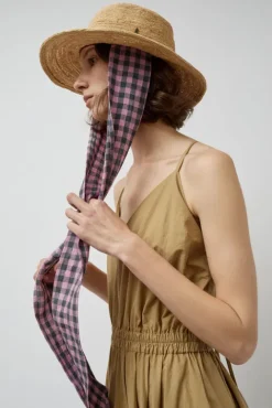 No.6 Store Duke Alessio Hat in Natural with Check Rose