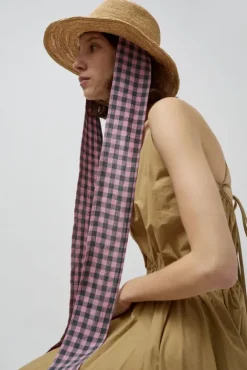 No.6 Store Duke Alessio Hat in Natural with Check Rose