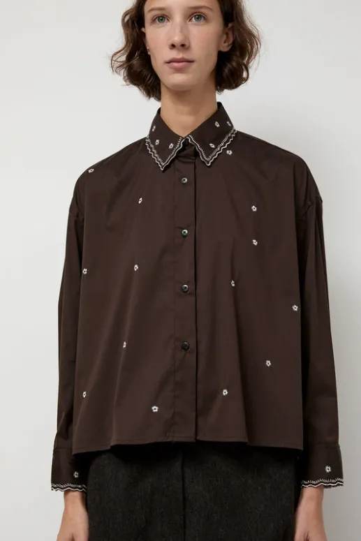 No.6 Store Embroidery Shirt in Chocolate