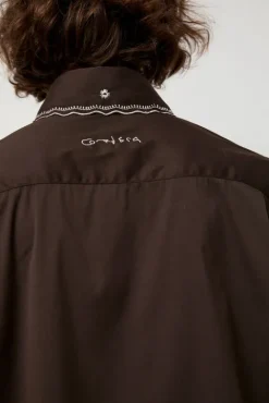No.6 Store Embroidery Shirt in Chocolate