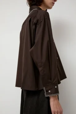 No.6 Store Embroidery Shirt in Chocolate