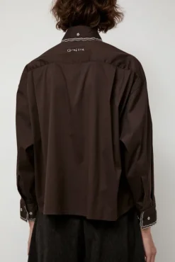 No.6 Store Embroidery Shirt in Chocolate