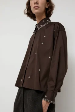 No.6 Store Embroidery Shirt in Chocolate