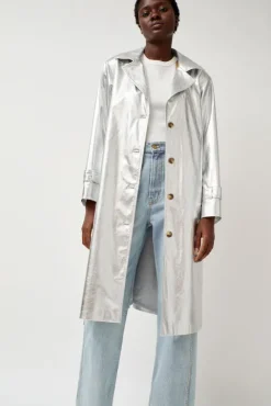 No.6 Store Emile Trench in Silver Faux Leather