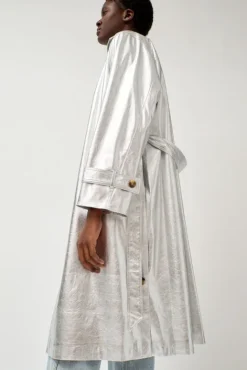 No.6 Store Emile Trench in Silver Faux Leather