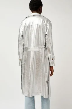 No.6 Store Emile Trench in Silver Faux Leather