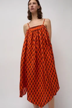 No.6 Store Etretat Print Handkerchief Dress in Vermillion Paisley