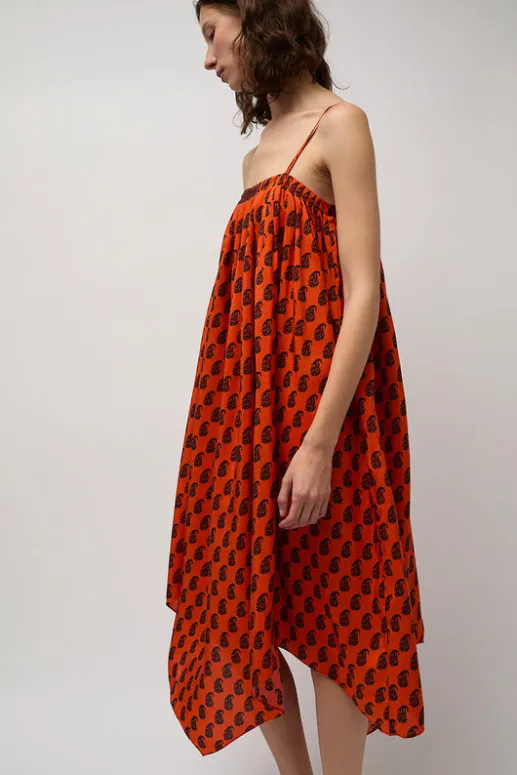 No.6 Store Etretat Print Handkerchief Dress in Vermillion Paisley