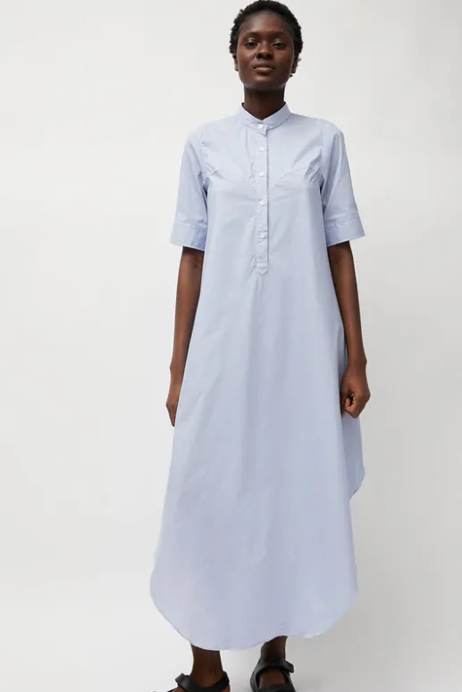 No.6 Store Extra Long Shirt in Blue and White Stripe