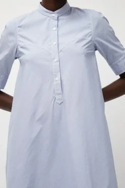 No.6 Store Extra Long Shirt in Blue and White Stripe