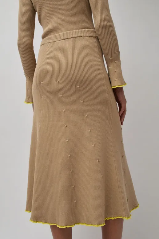 No.6 Store Fly Rib Skirt in Hazelnut