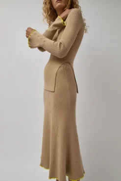No.6 Store Fly Rib Skirt in Hazelnut