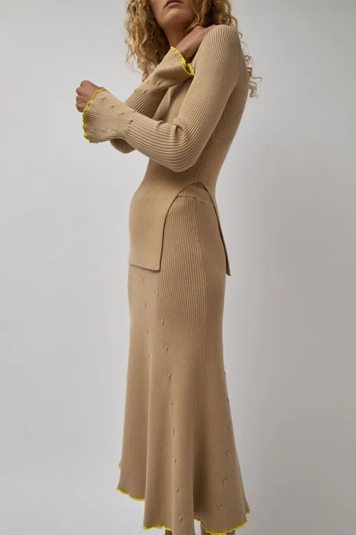 No.6 Store Fly Rib Skirt in Hazelnut