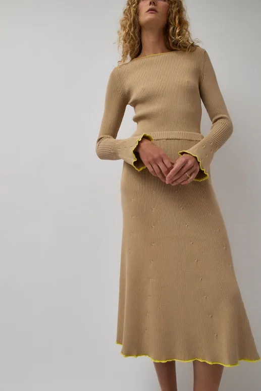 No.6 Store Fly Rib Skirt in Hazelnut
