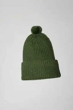No.6 Store Fold Up Long Pom Pom Beanie in Grass