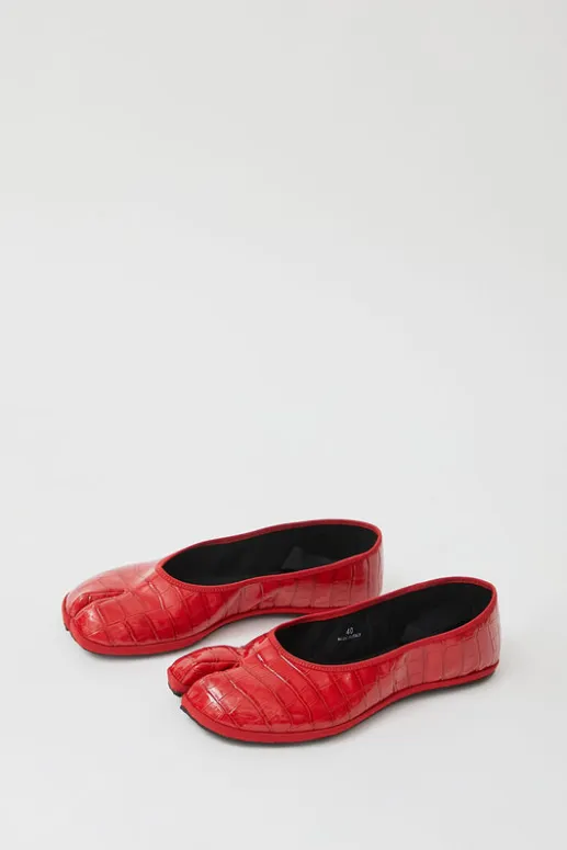 No.6 Store Fu-Tabi Ballerina in Red Faux Croc