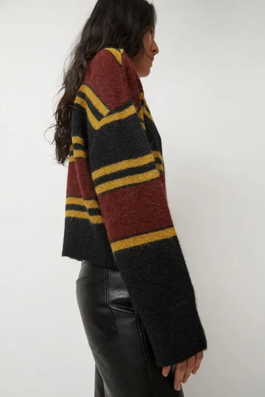 No.6 Store Gabriel Cardigan in Brown and Black Stripe