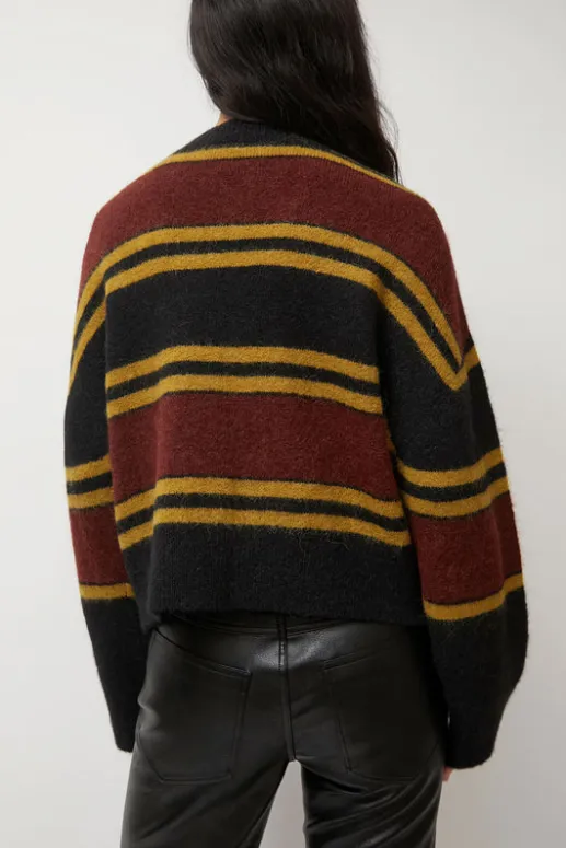 No.6 Store Gabriel Cardigan in Brown and Black Stripe